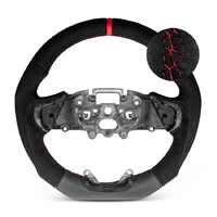 Trimmed Co. Alcantara w/ Leather Bottom Steering Wheel - Red (Next Gen Ranger / Everest)