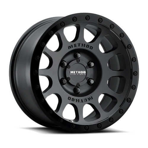 Method MR305 NV Matte Black - Gloss Black Lip Wheels (17x8.5 +25)  [WHEEL KIT, QTY: 4]