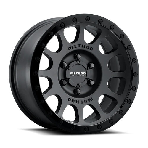 Method MR305 NV Matte Black - Gloss Black Lip Wheels (18x9 +18)  [WHEEL KIT, QTY: 4]