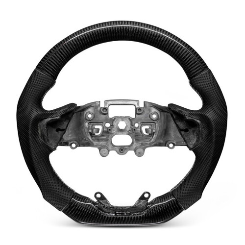 Trimmed Co. Carbon Fiber w/ Perforated Leather Grip Steering Wheel - White Stitching (Next Gen Ranger / Everest)