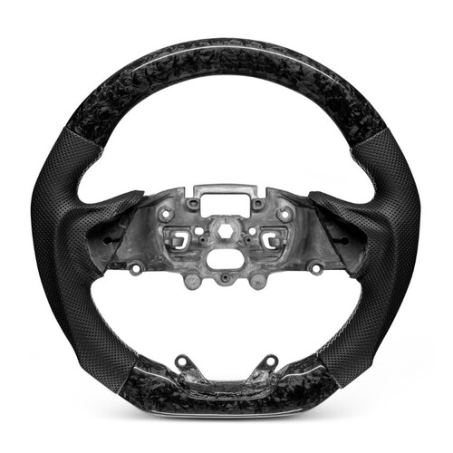 Trimmed Co. Forged Carbon Fiber w/ Perforated Leather Grip Steering Wheel - White Stitching (Next Gen Ranger / Everest)