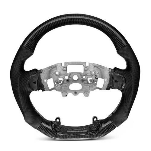 Trimmed Co. Carbon Fiber w/ Perforated Leather Grip Steering Wheel - White Stitching (Next Gen Ranger Raptor)