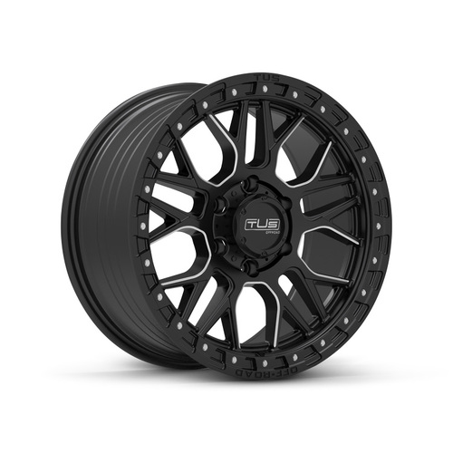 TUS Offroad Lightning Gloss Black w/ Machined Spokes Wheels (18x9 +25)  [WHEEL KIT, QTY: 4]